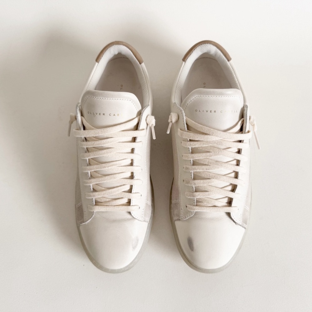 Oliver Cabell Low 1 Off White Leather Suede Sneaker Mens US 7/ Womens 10 EU 40 - Picture 3 of 13